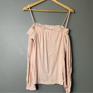 🚫🚫🚫Powder Pink Pastel Ruffle Split Sleeve Top Coquette Jersey M🚫🚫🚫